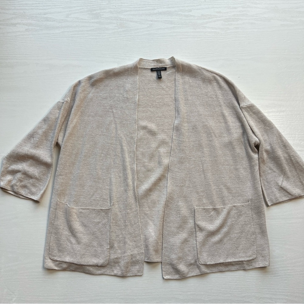 Eileen Fisher Pocketed Open Knit Cardigan